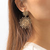 Niche Metallic Sunflower Drop Earrings