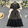 Premium Round Collar Embroidery Lace Dress