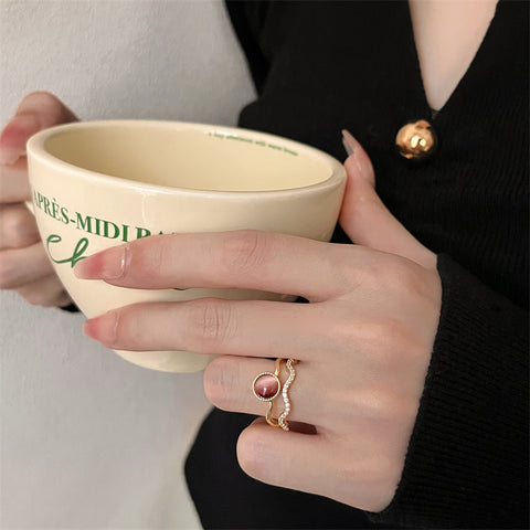 Courtly Cat's Eye Double Layer Ring