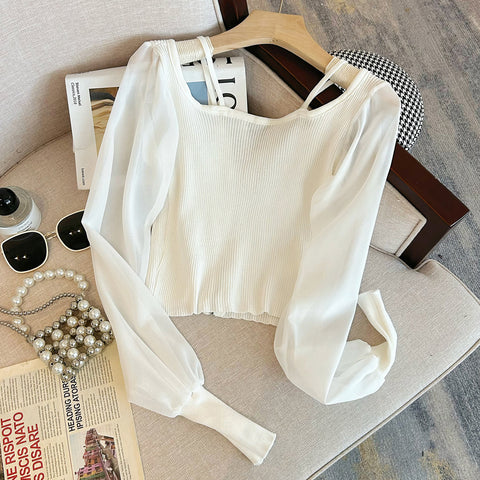 Patchwork Hooded Halter Zipped Top