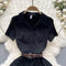 Polo Collar Pleated Black Shirt Dress