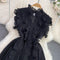 Elegant Sleeveless Ruffled Black Dress