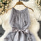 Rhinestone Studded Fringed Sleeveless Dress