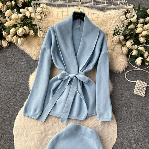 Cardigan&Camisole&Skirt Knitted 3Pcs