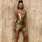 Gold Sequined Pleated Slip Dress