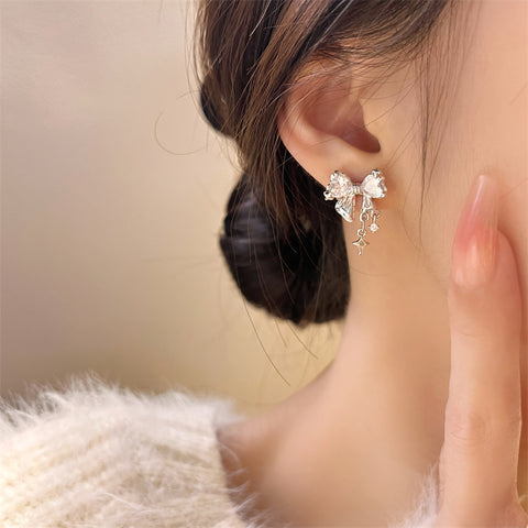 Bow Zirconia Earrings&Necklace