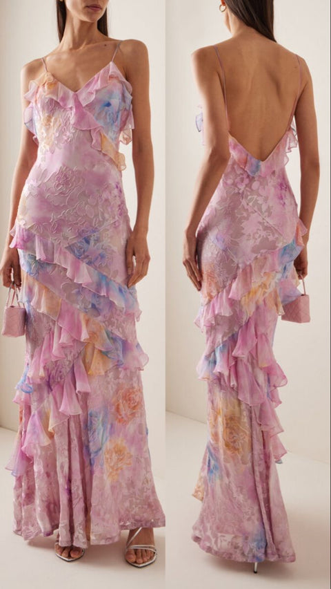Sweetie Tie-dye Ruffled Slip Dress