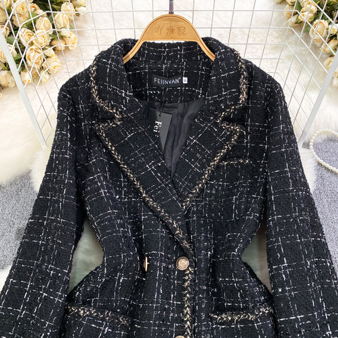 OL Outfit Plaid Tweed Coat