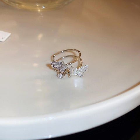 Double Silver Butterfly Double Ear Clip (Single)