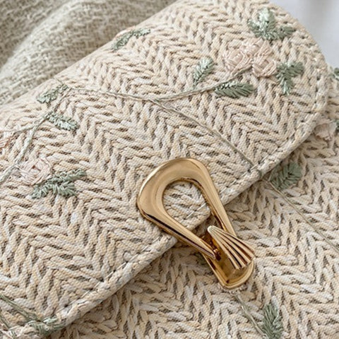 Lace Straw Knitted Square Bag