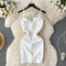 V-neck Hollowed White Slip Dress