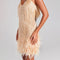 Fur Fringed Sequined Party Dress