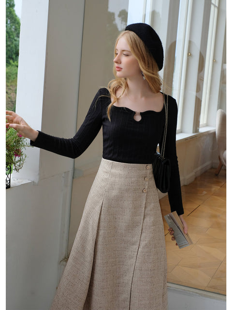 Romantic Style Solid Color Hollowed Knitwear