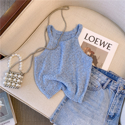 Chic Solid Sleeveless Knitted Top