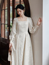 Elegant White Jacquard Dress