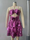 Bow-tie Hollowed Sequined Layered Dress