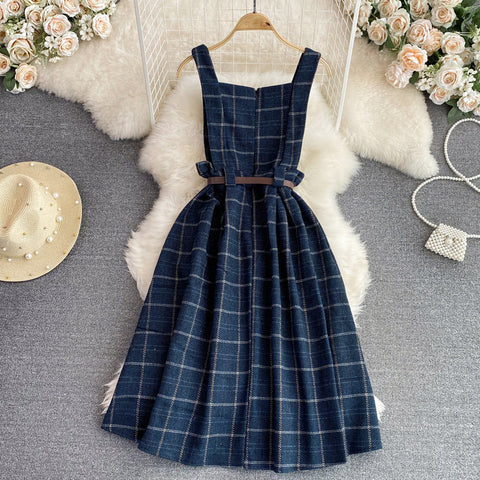 Vintage Plaid Tweed Slip Dress