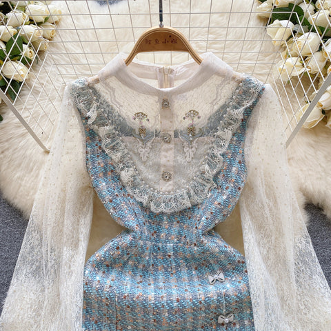 Sweetie Beaded Lace Patchwork Dress