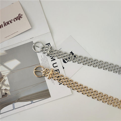 Chic Metal Oval Buckle Chain Belt