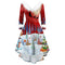 Christmas Faux Plush V-Neck Gown Dress