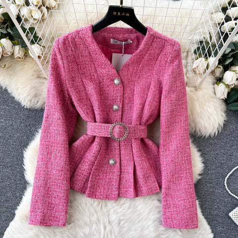 Single-breasted Blazer&Skirt Tweed 2Pcs