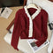 Ruffled Lace Trim Delicate Knitted Cardigan