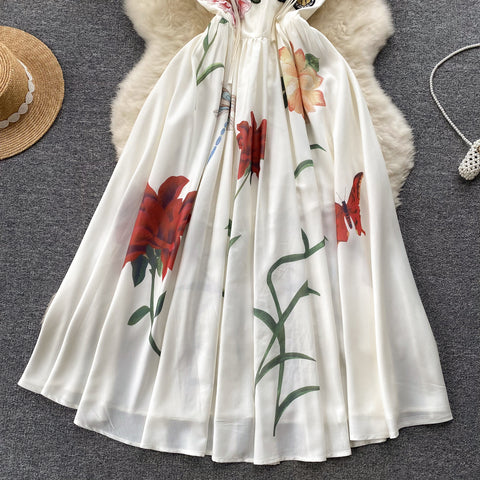 Stereoscopic Embroidered Floral Slip Dress