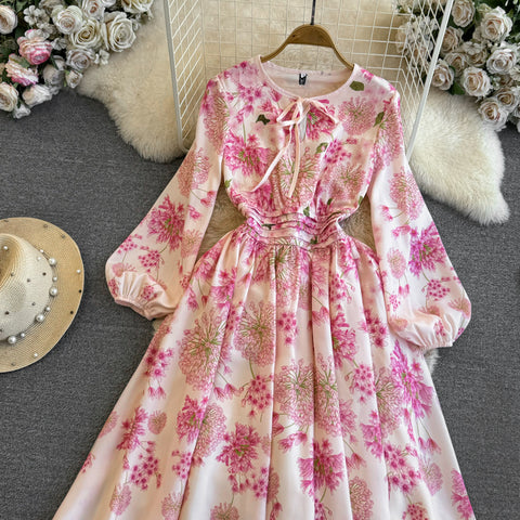 Fairy Lace-up Pink Floral Dress