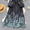 Elegant Floral Chiffon Black Dress