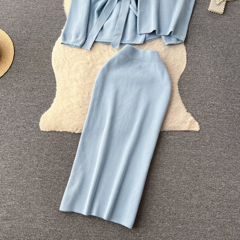 Cardigan&Camisole&Skirt Knitted 3Pcs