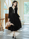 Elegant Double-breasted Black Knitted Dress