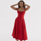 French Style Lace-up Red Slip Dress