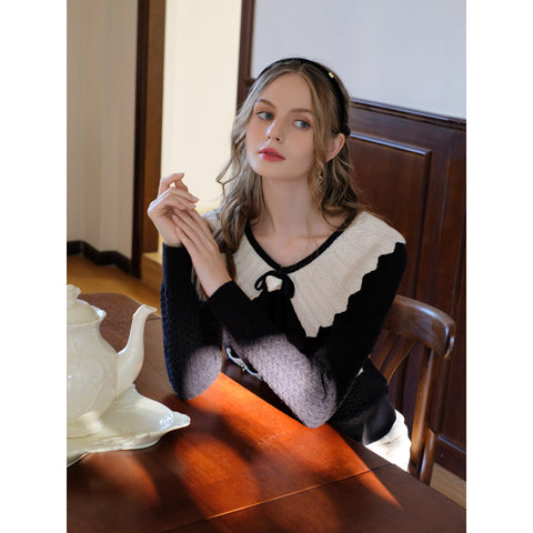 Lace Doll Collar Bow-tie Sweater