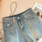 Loose-fitting Ripped Denim Shorts