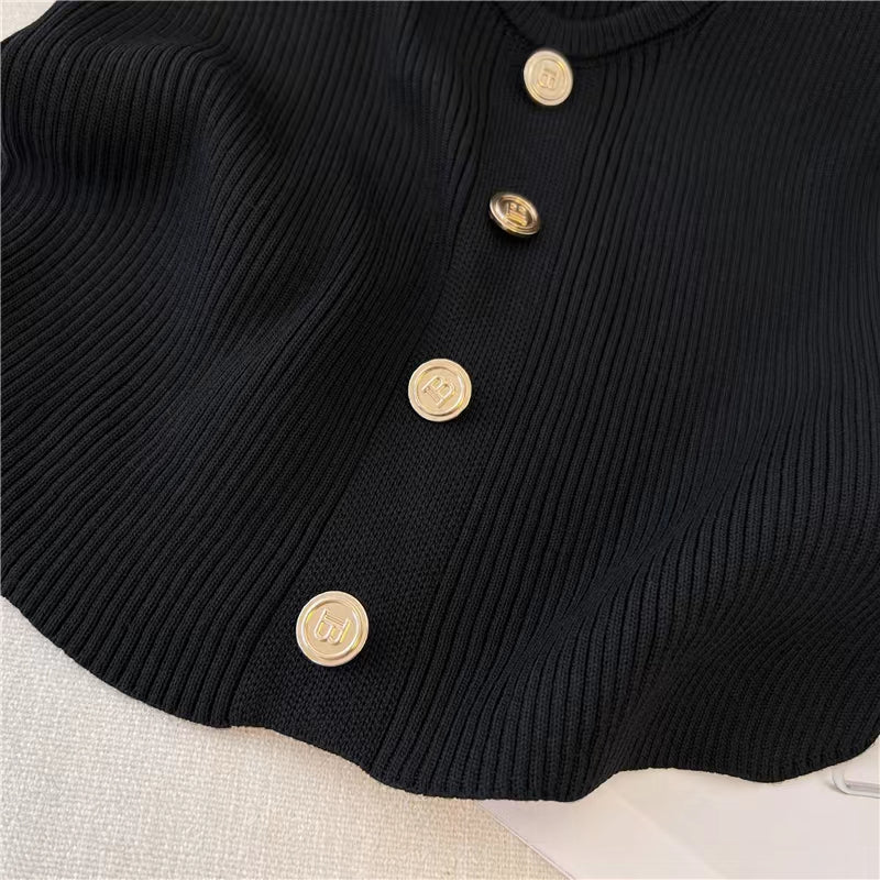 Vintage Gold Button Knitted Vest irococo