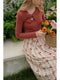 Romantic Bow Knitwear&Floral Skirt 2Pcs