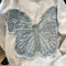 Denim Patch Butterfly Hooded Sweatshirt