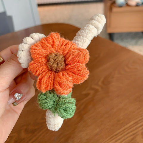 Colorful Knitted Plush Flower Grab Clip