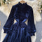 Vintage Slim-fitting Pleated Velvet Dress