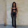 Front Hollowed Embroidered Lace Jumpsuit