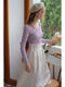 V-neck Beaded Lavender Knitted Shirt