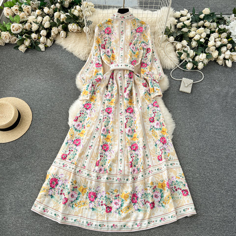Courtly Floral Shirt Dress with Belt