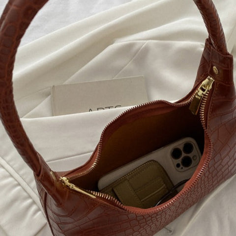 Solid Glossy Patent Leather Handbag