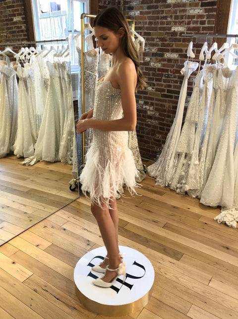 Strapless Sequined Tassel Hem Dress