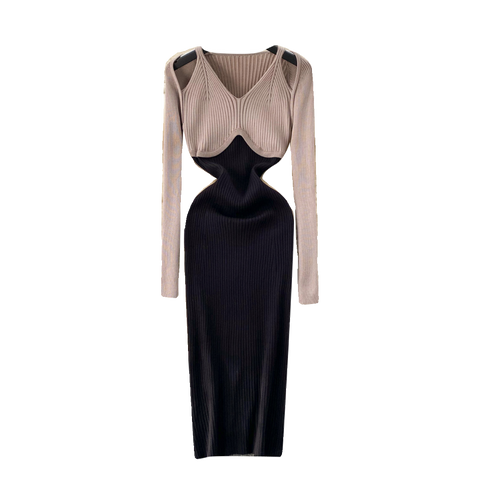 Elegant Hollowed Knitted Slip Dress