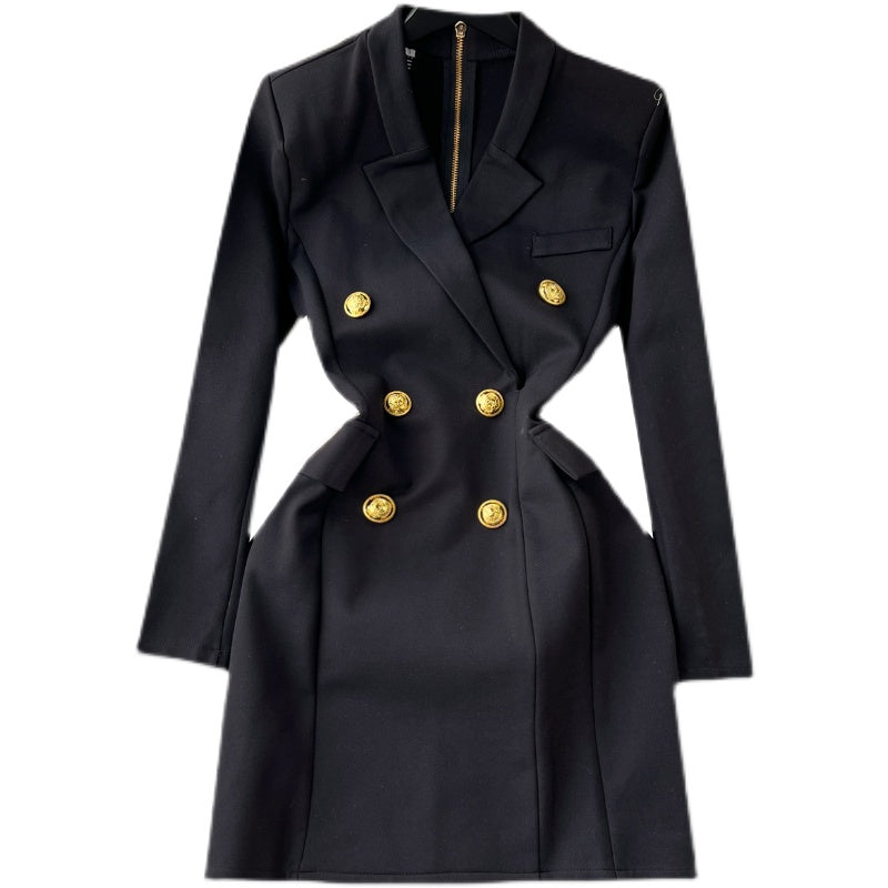 Suit Collar Double-breasted Dress