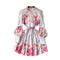 Courtly Stand Collar Floral Dress
