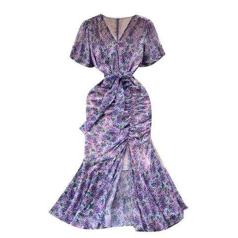 French Style Floral Fishtail Dress