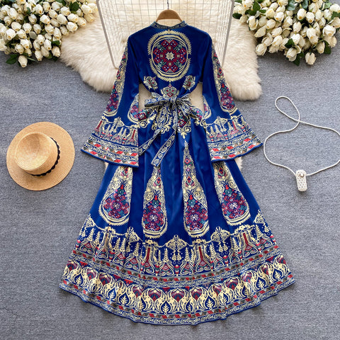 Courtly Flashy Floral Shirt Dress
