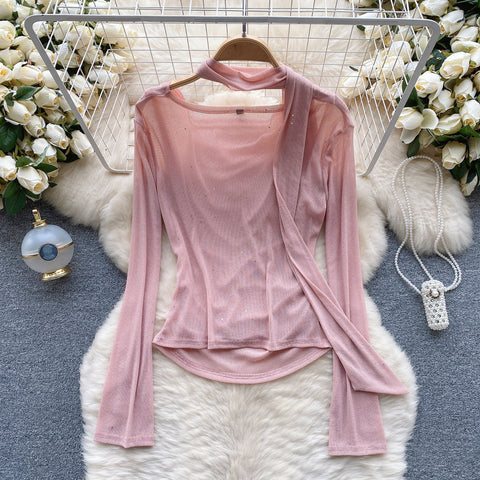 Elegant Pleated Shirt with Ribbon